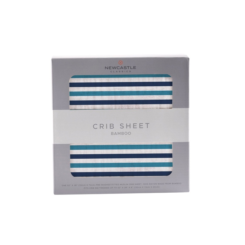 Blue and White Stripe Bamboo Crib Sheet
