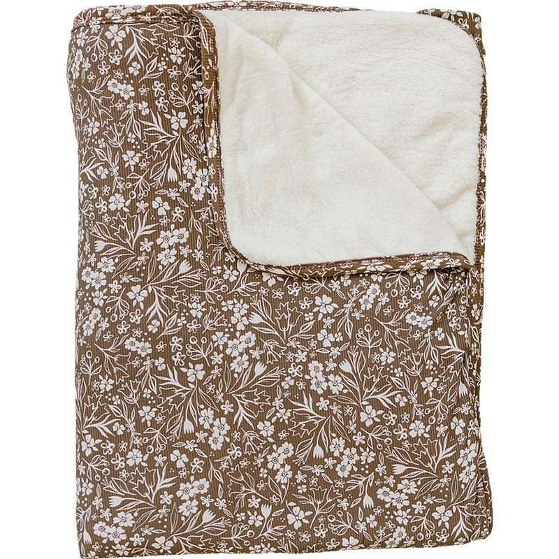 Brown Floral Bamboo Fleece Quilt