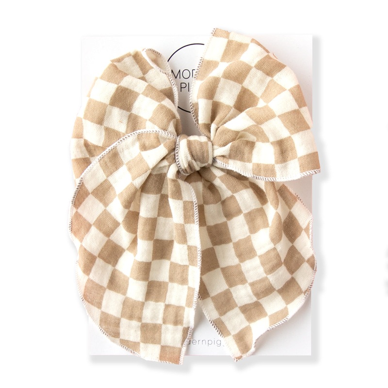 Checkerboard – Tan | Party Bow