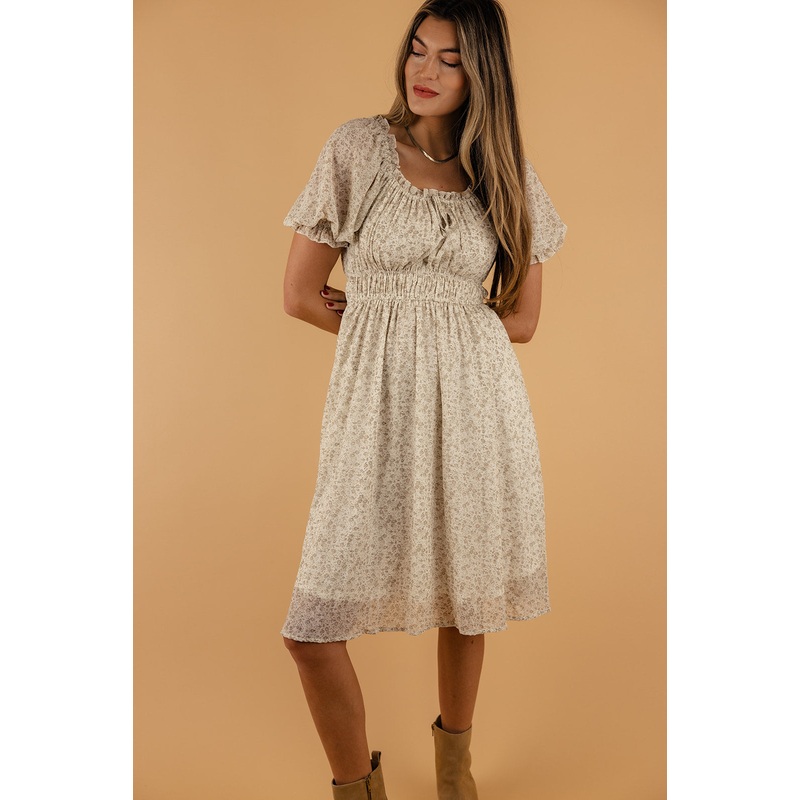 Dont Say Maybe Puff Sleeve Midi