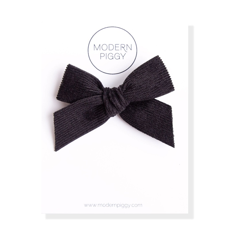 Ink | Corduroy Ribbon Bow|Alligator Clip|Nylon Headband