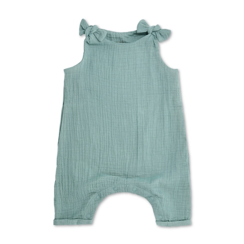 Muslin Knot Tie Overalls – Teal