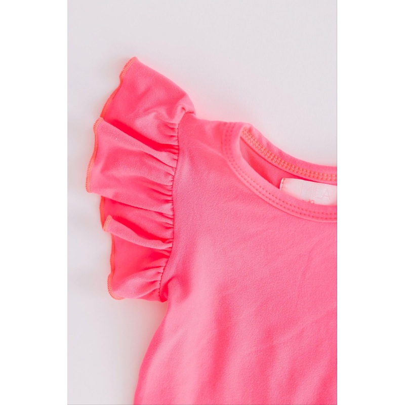 Neon Pink S/S Flutter Bodysuit