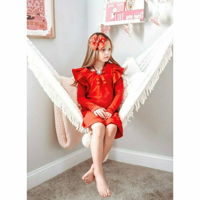 Organic Valentina Dress Long Sleeves Red