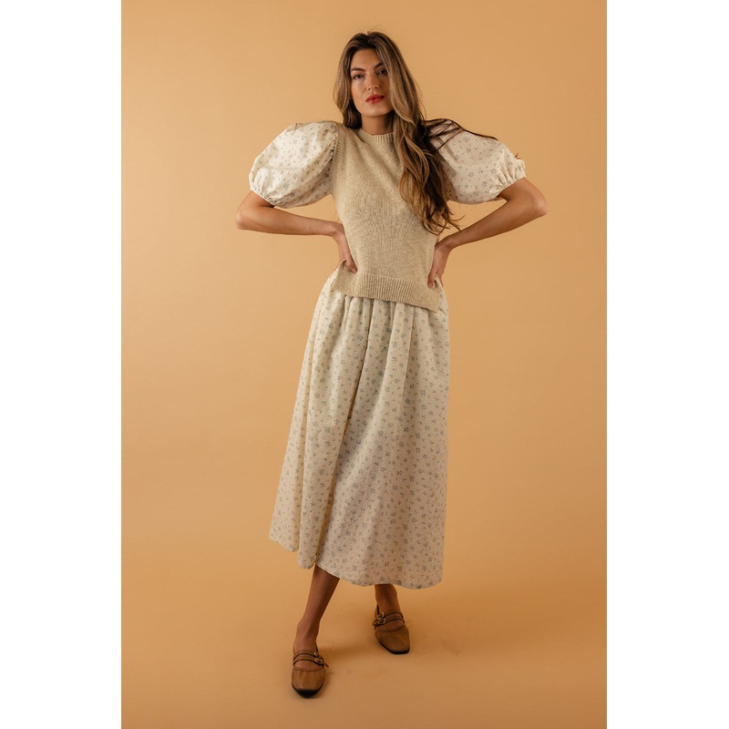 Past Lives Puff Sleeve Sweater Dress