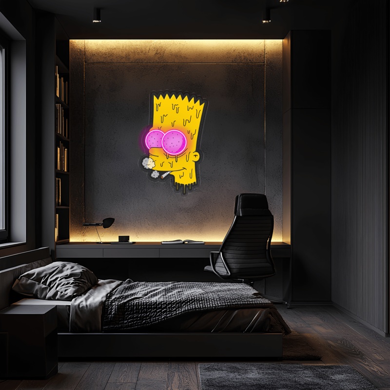 Bart Simpson Plexiglass Neon Art, Simpson Neon Sign, Neon Light Sign, Neon Wall Art, Neon Sign, Neon Light Sign, Neon Gifts, Gamer Gifts