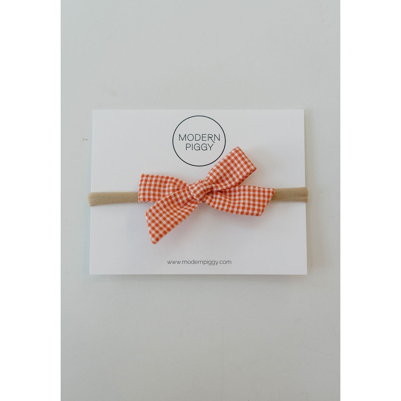 Citrus Check | Hand-tied Bow|Alligator Clip|Nylon Headband