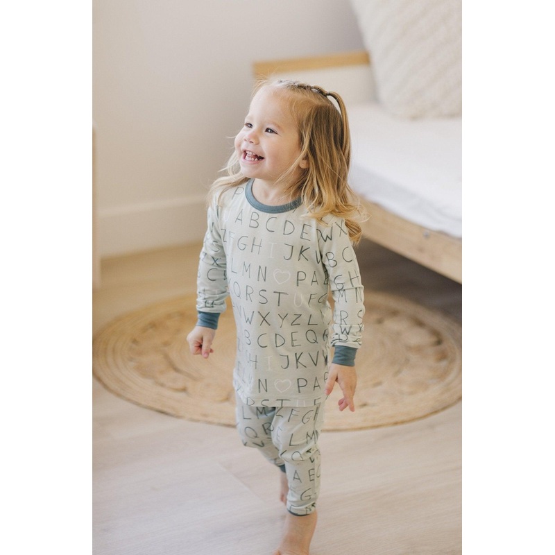 I <3 U ABC 2pc Bamboo Pajama Set - Green