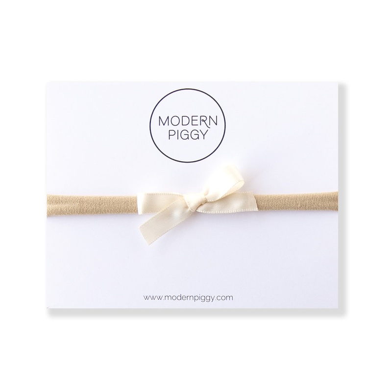 Ivory | Mini Ribbon Bow – Nylon Headband
