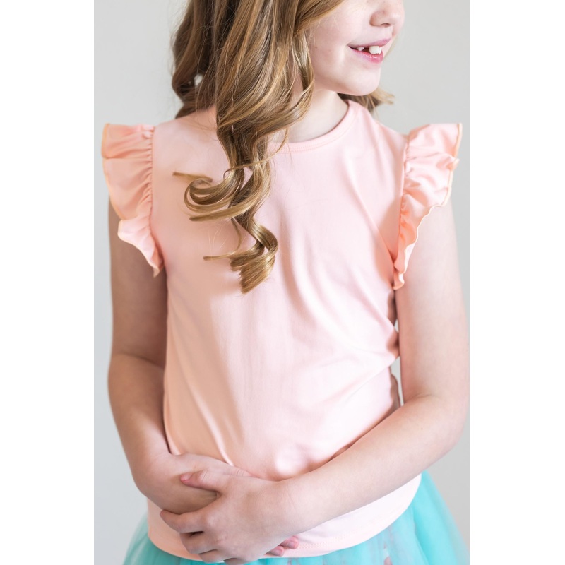 Peach S/S Ruffle Tee|6-12M|12-24M|2T|3T|4T|5/6|7/8|9/10