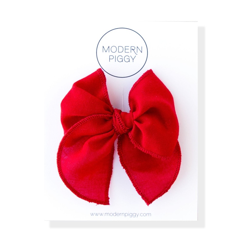 Red | Petite Party Bow|Alligator Clip|Nylon Headband