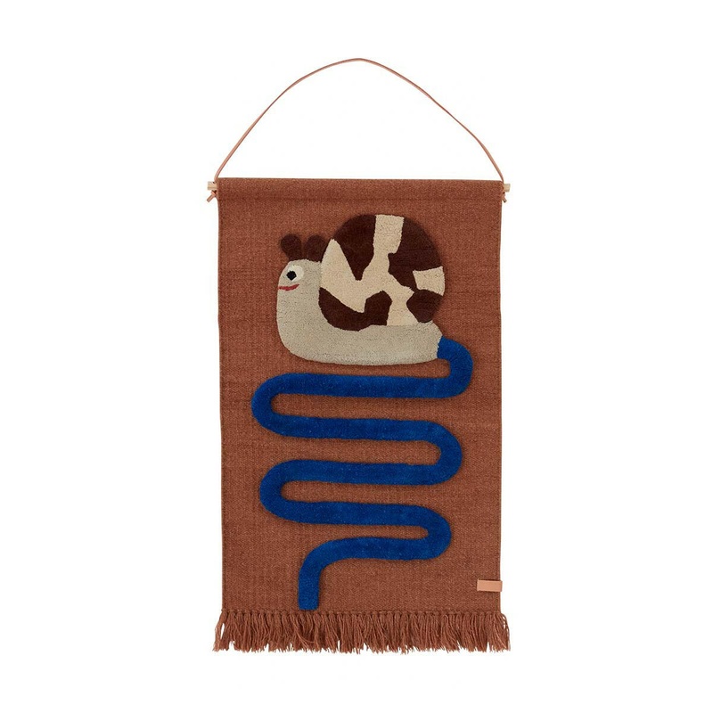 Sally Snail on the Way Wall Rug – Optic Blue