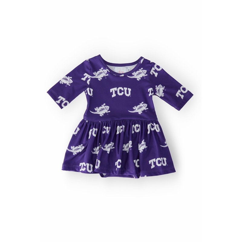 TCU Purple Frog 3/4 Sleeve Twirl Bodysuit