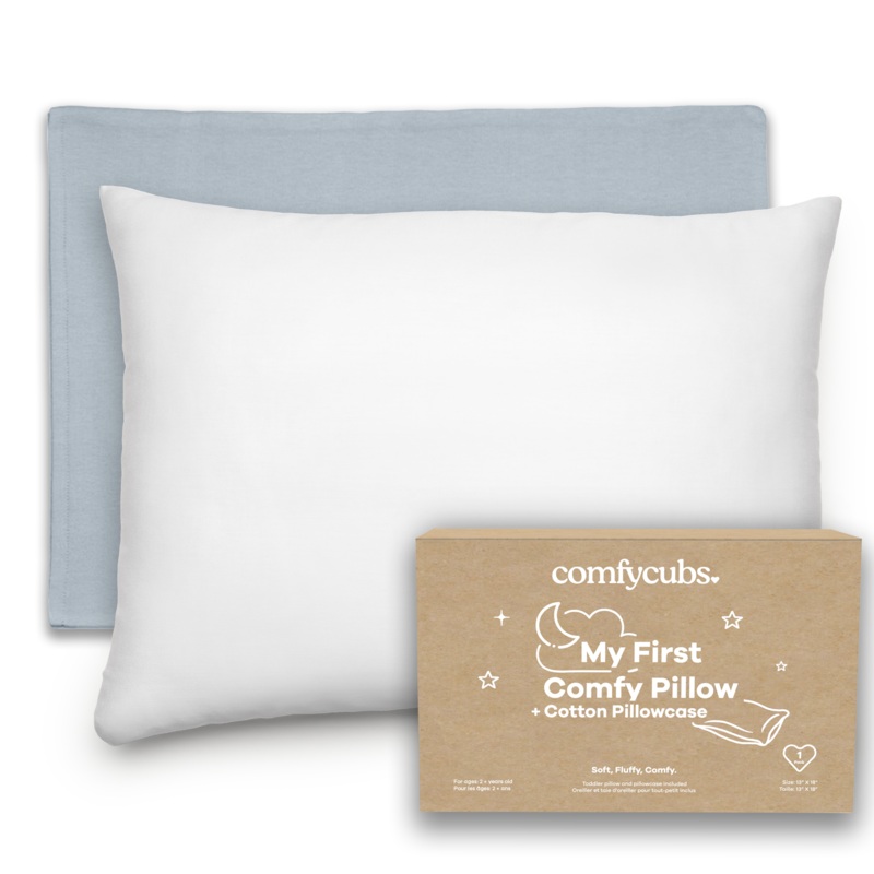 Toddler Pillows with Soft Cotton Pillow Case by Comfy Cubs – Pacific Blue