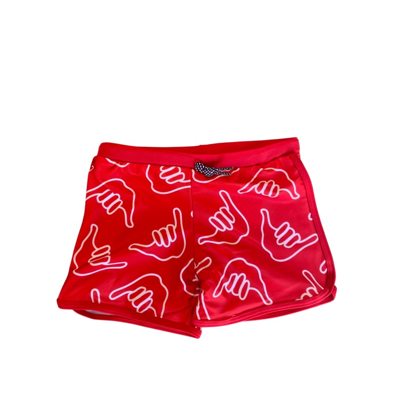 Toddler Soft Shorts for Swim in Red Shaka