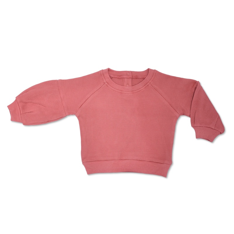 Waffle Balloon Sleeve Sweatshirt – Terra Cotta