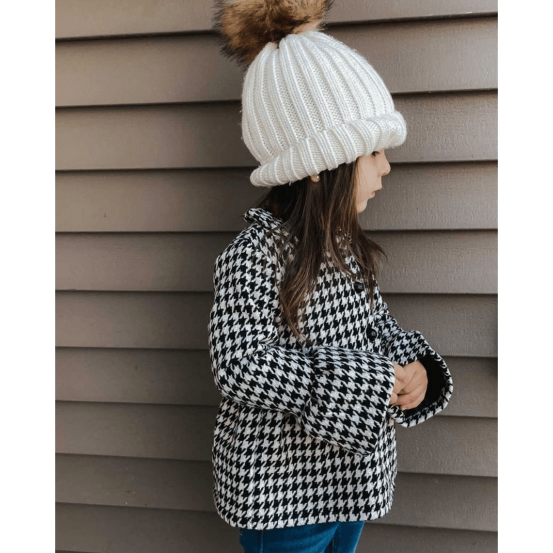 Waldorf Button Front Pea Coat – Houndstooth