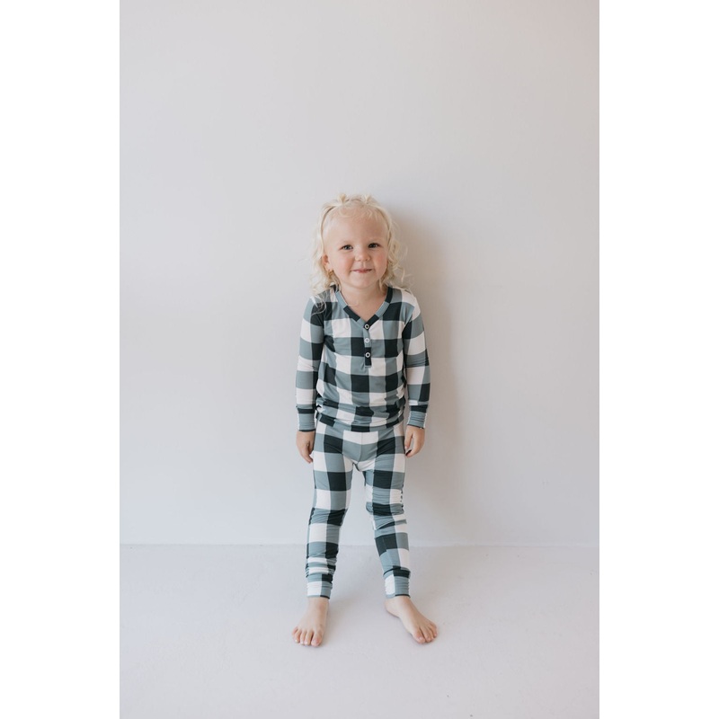 Bamboo Two Piece Pajamas | Evergreen Gingham | ff club