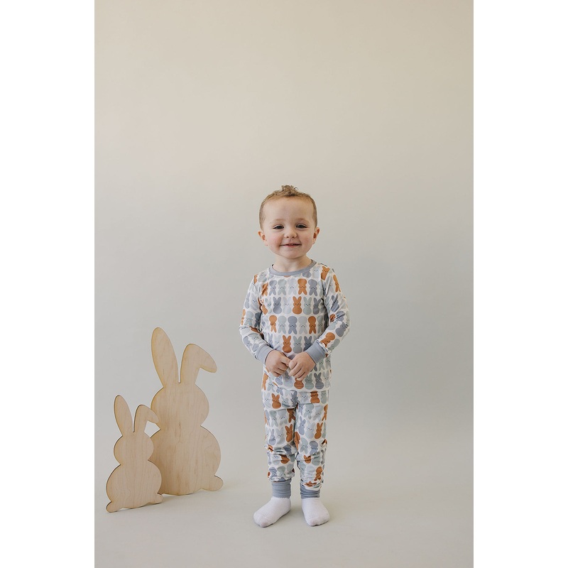 Dusty Blue Bunny Bamboo Two-piece Cozy Set
