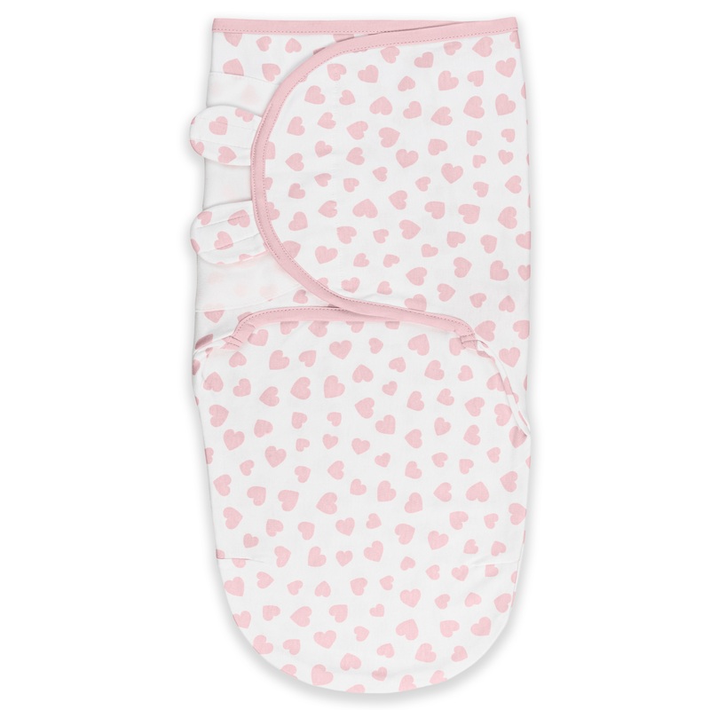 Easy Swaddle Blankets by Comfy Cubs – Pink Heart, Pack of 1