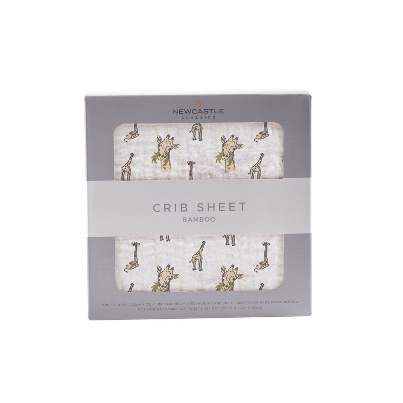 Hungry Giraffe Bamboo Muslin Crib Sheet