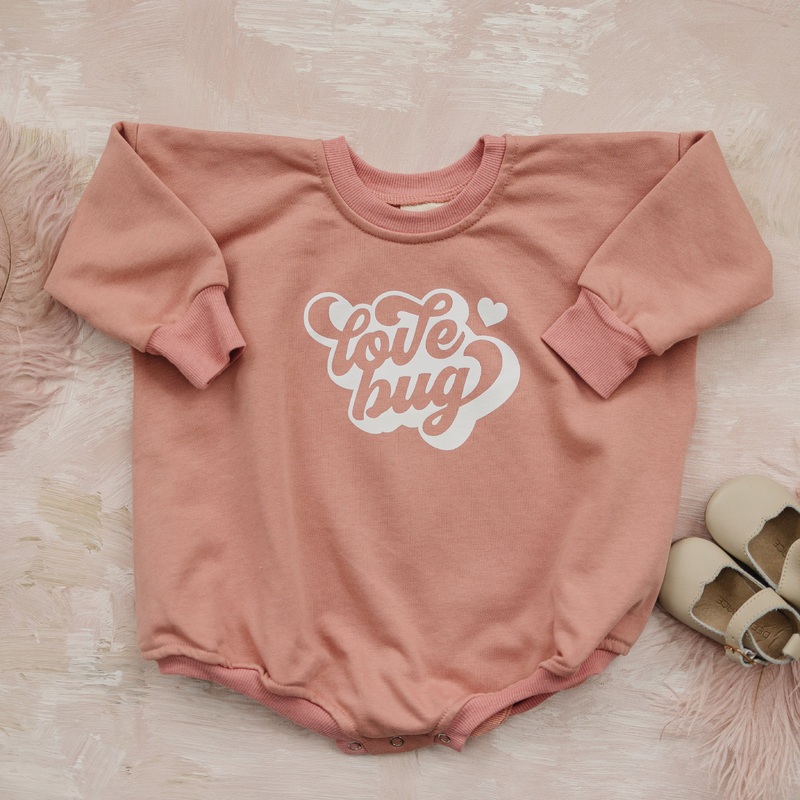 Love Bug Sweatshirt Romper|Newborn|0-3 months|3-6 months|6-9 months|9-12 months|12-18 months|18-24 months|2T