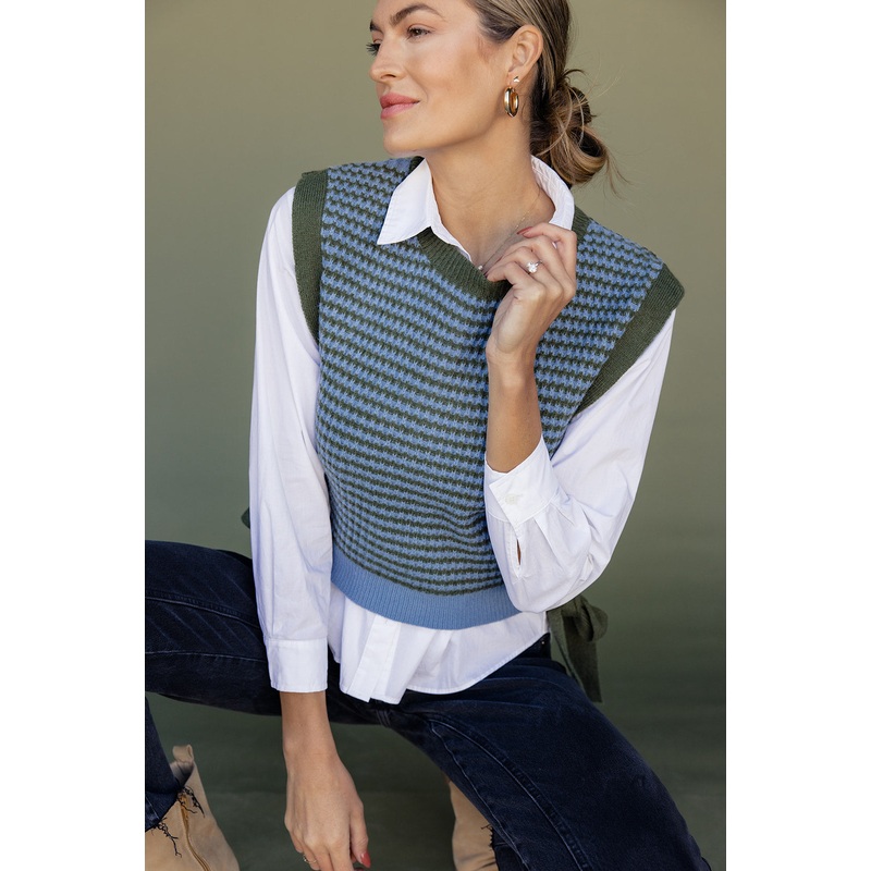 The Caitlyn Side Tie Vest|SteelBlue|S|M|L|XL