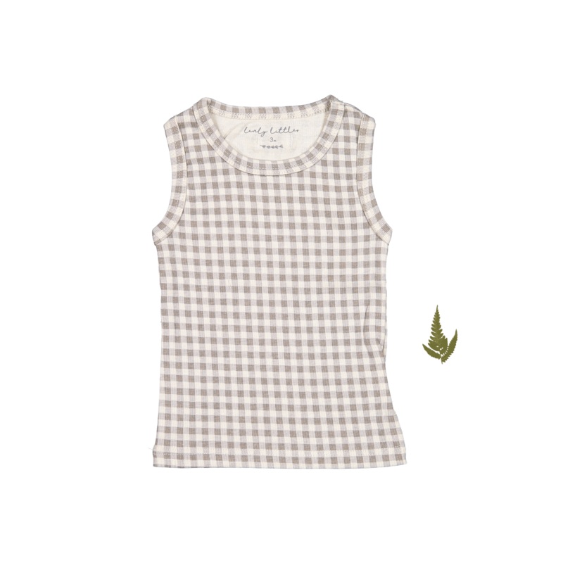 The Printed Tank – Taupe Gingham
