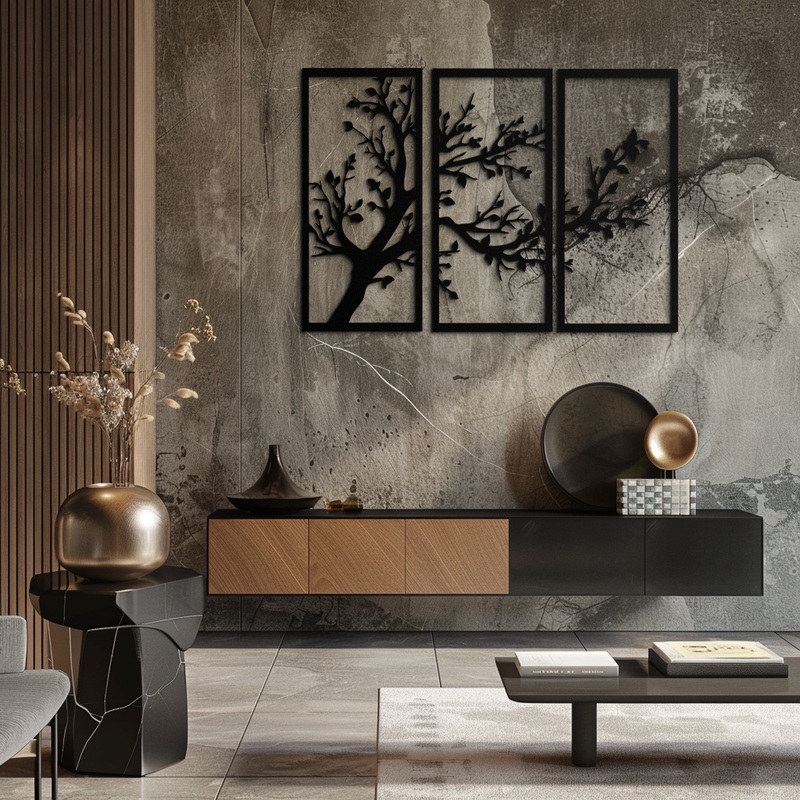Branch Trio Metal Wall Art – 3-Piece Modern Steel Wall Decor – KAF132