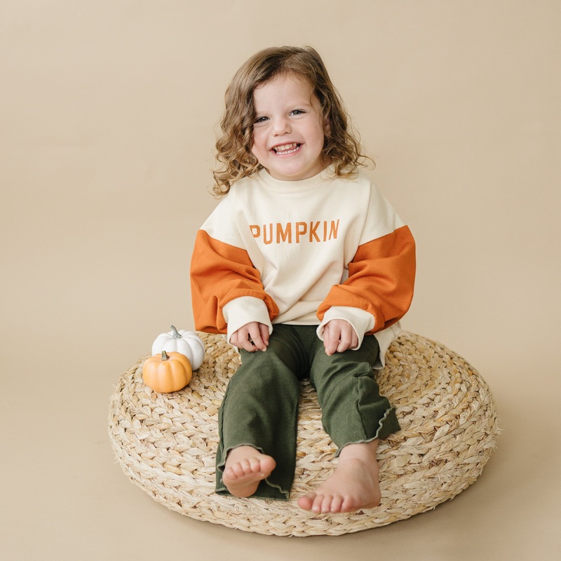 Colorblock Pumpkin Crewneck Sweatshirt