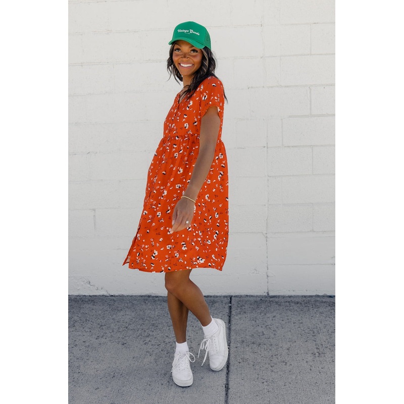 Jackie Button Down Dress|Red|XS|S|M|L|XL