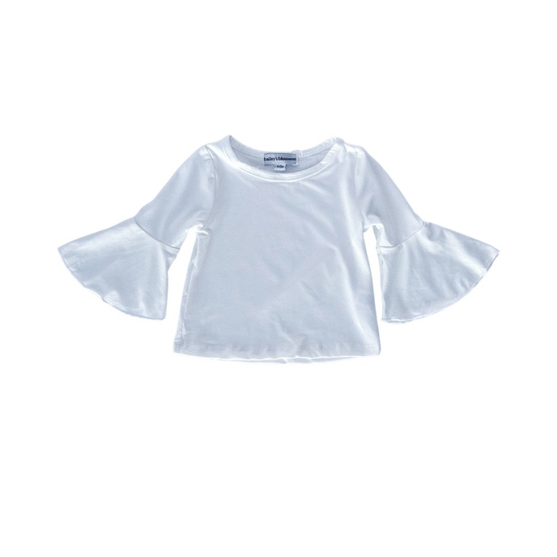 Liz Bell Sleeve Top – White|0-3months|3-6months|6-9months|9-12months|12-18months|18-24months|2T|3T|4T|5T