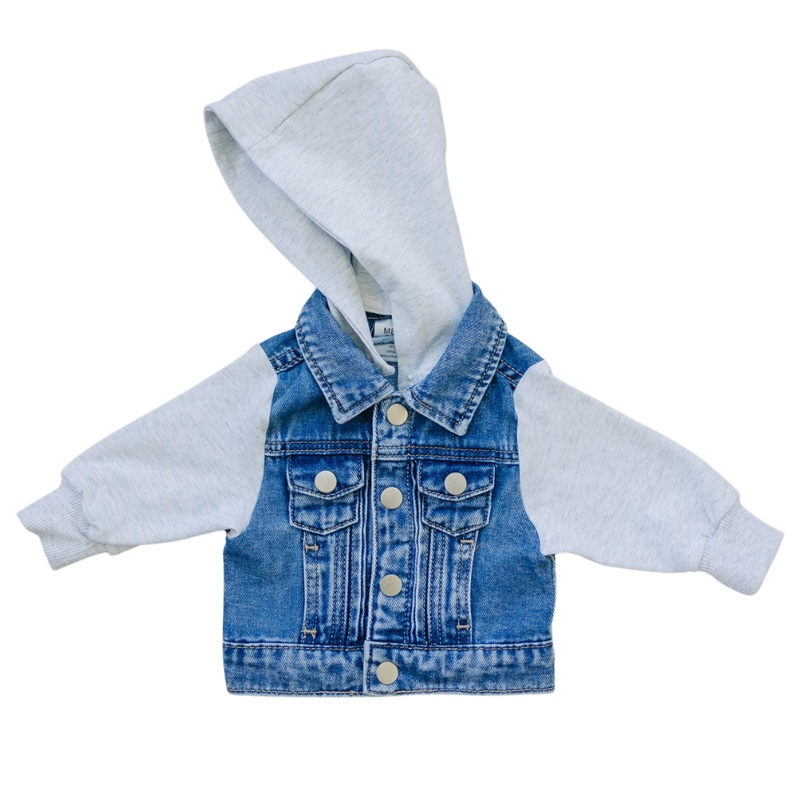 Mebie Baby Hooded Jean Jacket|0-3|3-6|6-12|18|2T|3T|4T|5T