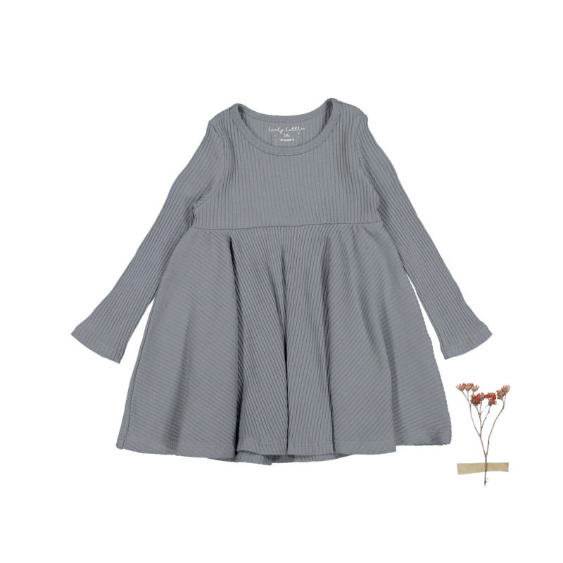 The Long Sleeve Dress – Slate|18m|24m|36m|4y|6y|8y