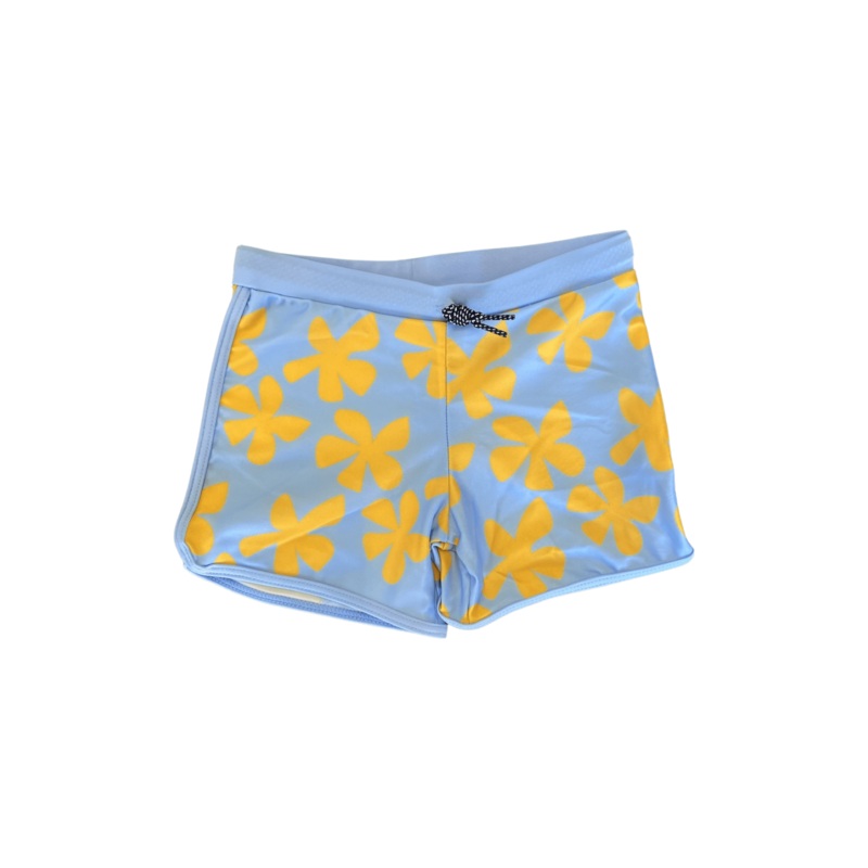Toddler Soft Shorts for Swim in Light Blue Plumeria