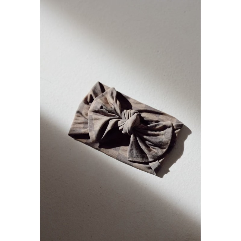 Bamboo Head Wrap | Faded Brown Checker