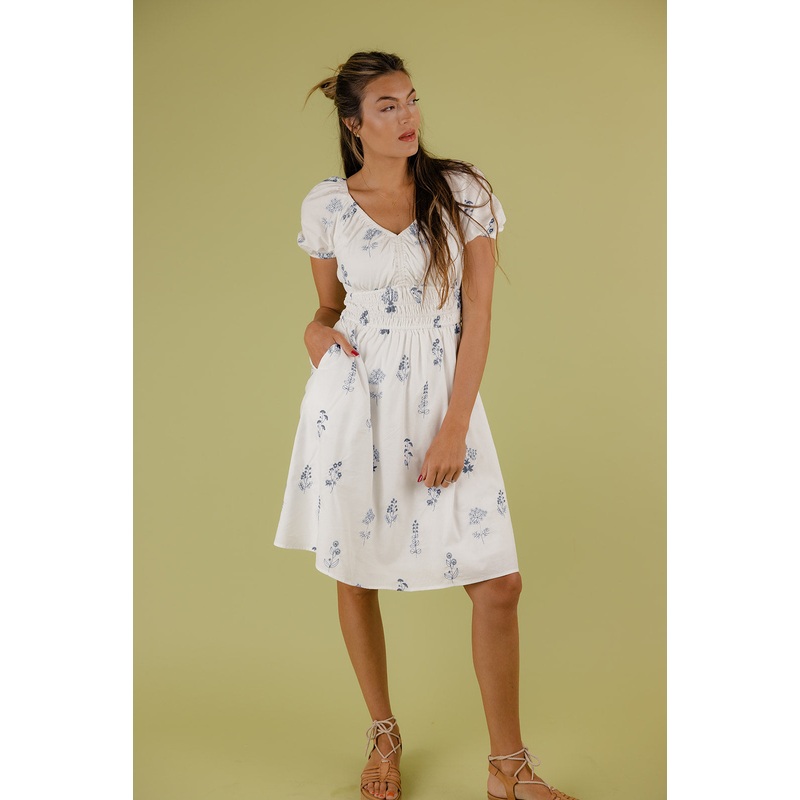 Berlin Embroidered Dress|White|S|M|L|XL