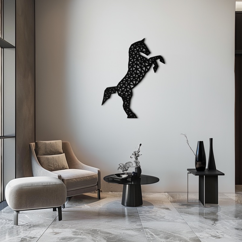 Geometric Horse Metal Wall Art – Modern Steel Horse Silhouette – KAF108