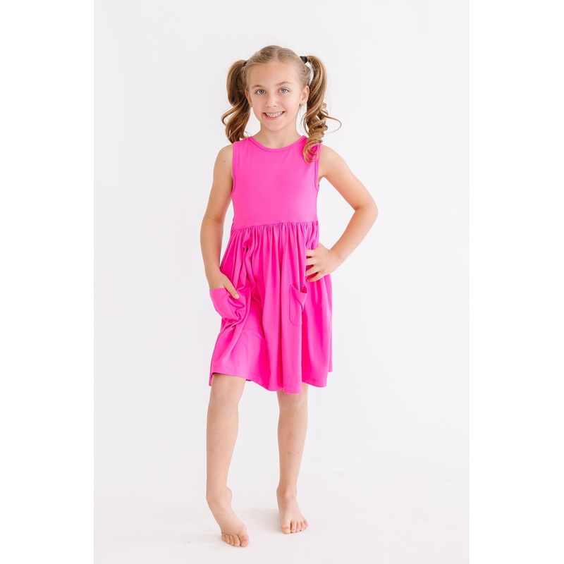 Hot Pink Tank Pocket Twirl Dress