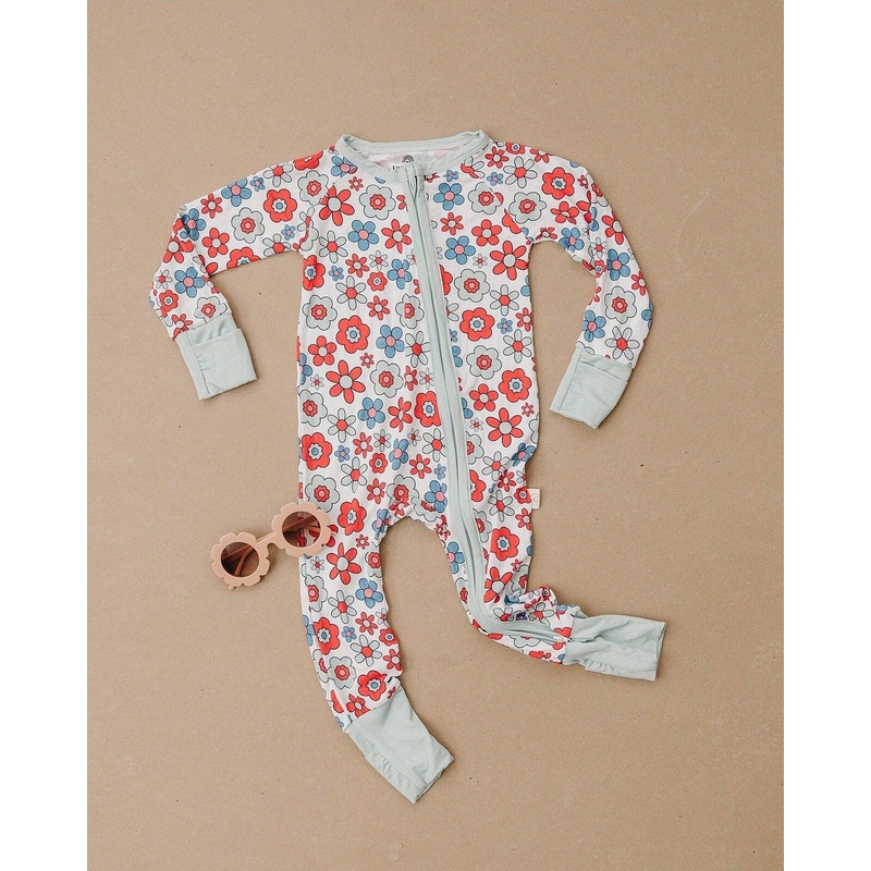 Retro Daisy Bamboo Romper – Zippy or Shorty