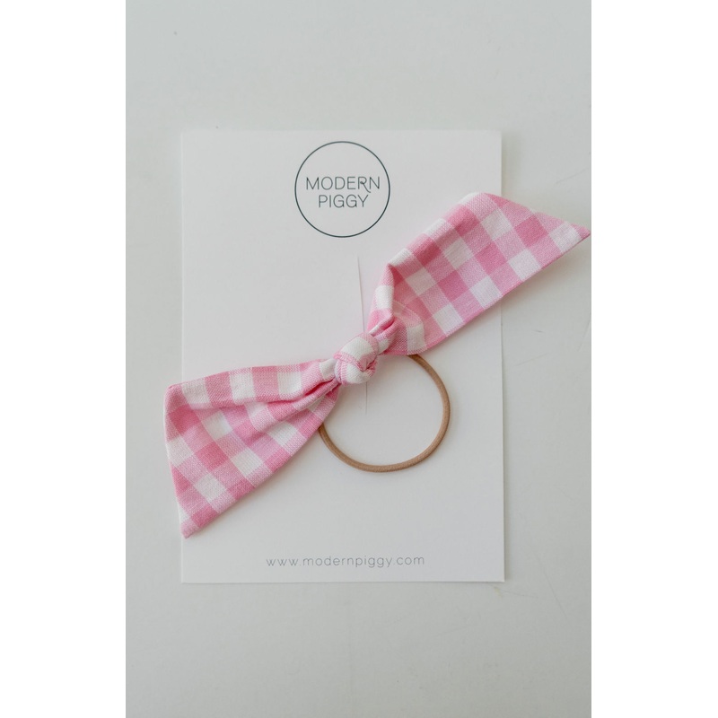 Rosy Gingham | Modern Knot|Beige Elastic|Black Elastic