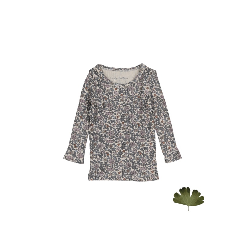 The Printed Long Sleeve Tee – Floral Ribbed