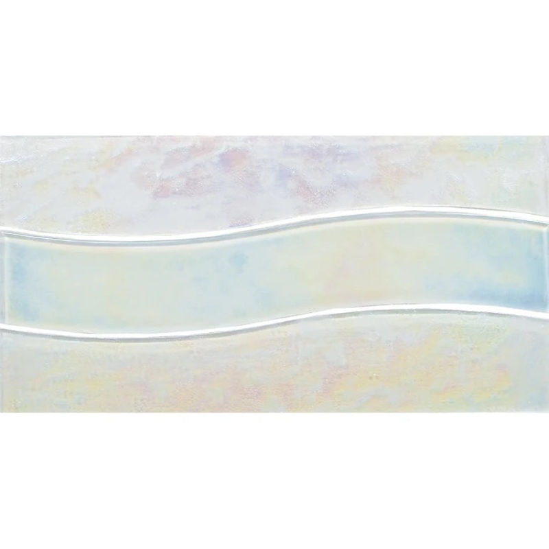 White 6×12 Mesh-mounted Glass Pool Border Tile Border Wave Series – Aquatica Collection