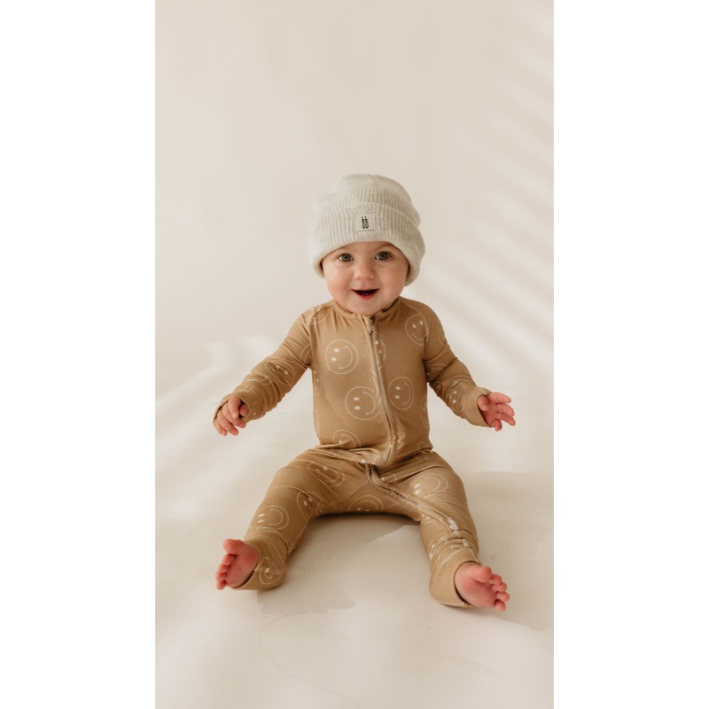 Bamboo Zip Pajamas | Just Smile Tan