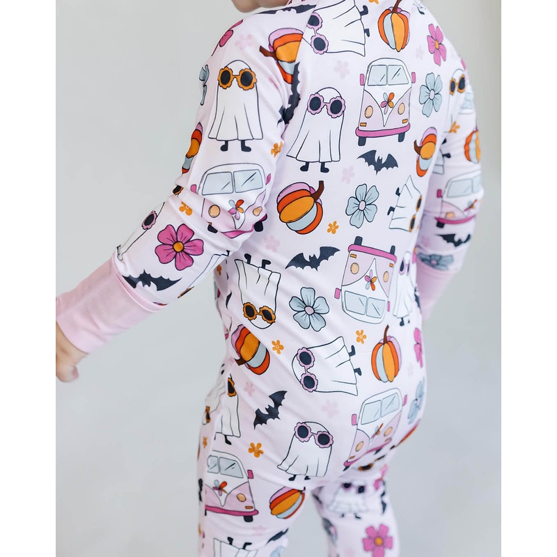 Bamboo Zip Romper | Retro Ghost