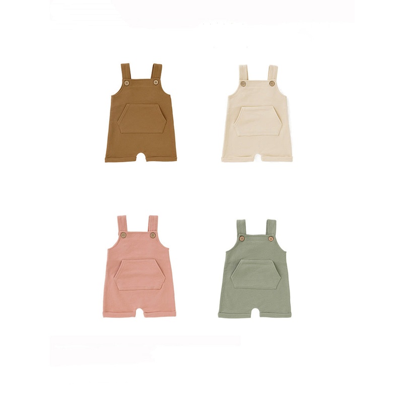 French Terry Baby Overall|0-3 M|3-6 M|6-12 M|12-18 M|18-24 M|2T|Brown|Pink|Ivory|Green