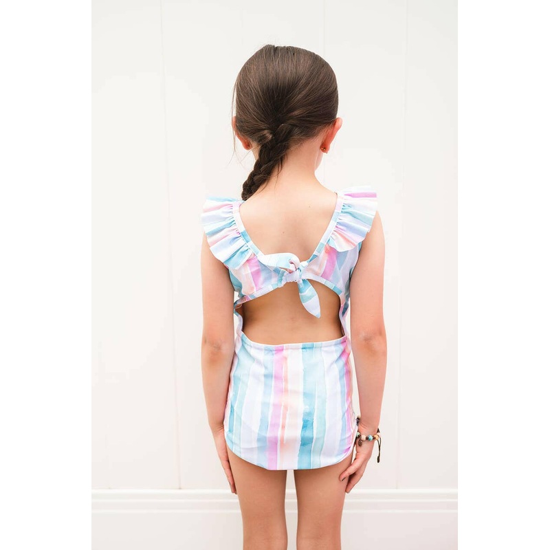 Lorelai Swim in Watercolor Stripe