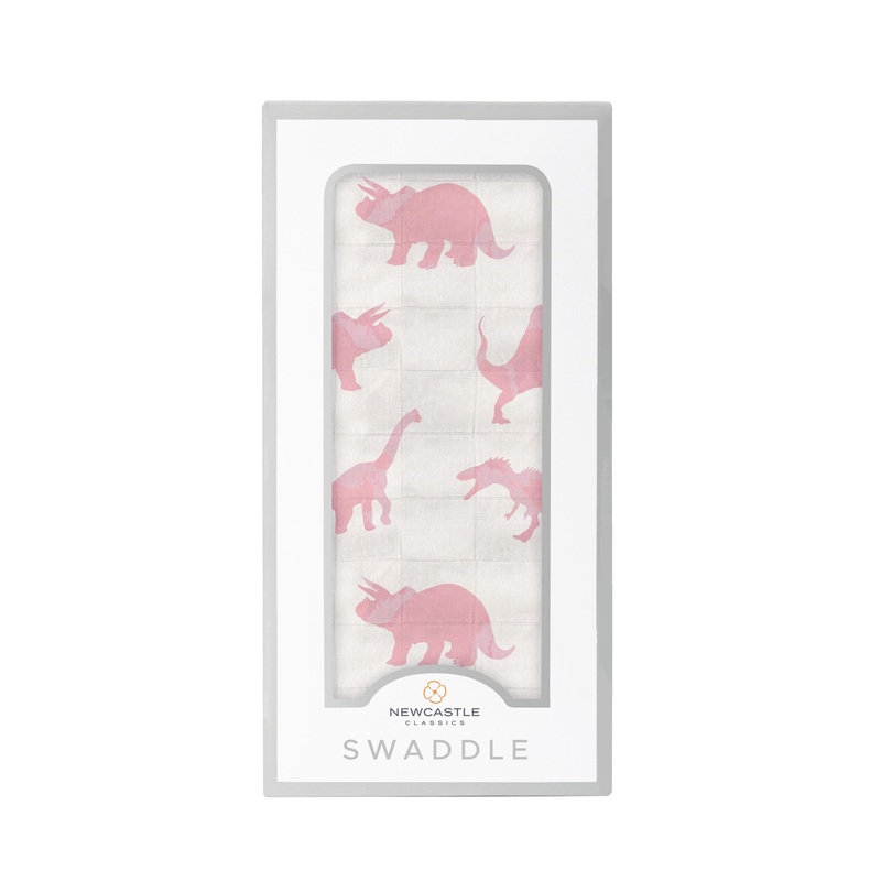 Pink Dinosaurs Bamboo Muslin Swaddle