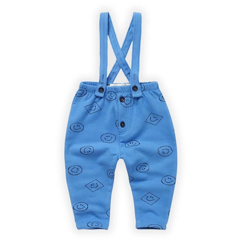 Smiley Print Suspender Pants – Molecule Blue
