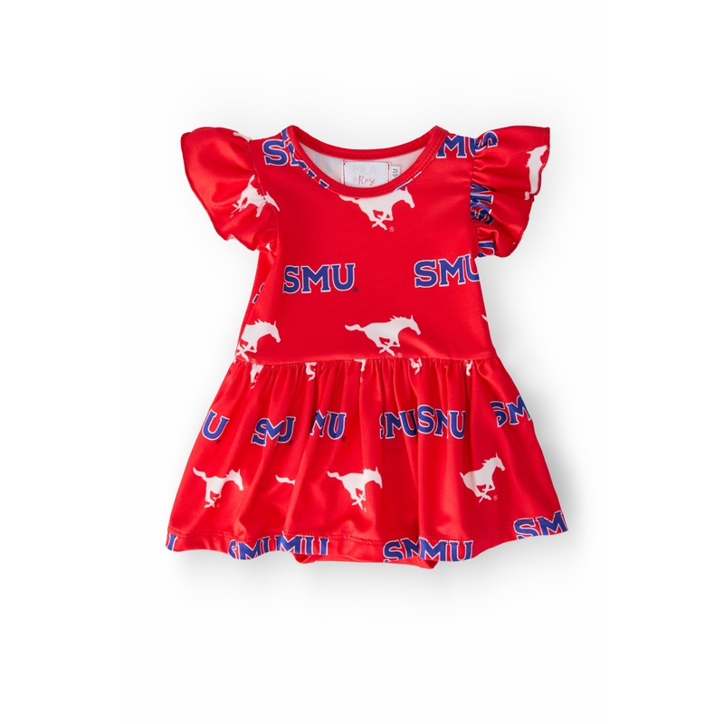 SMU Red Mustang Flutter Twirl Bodysuit